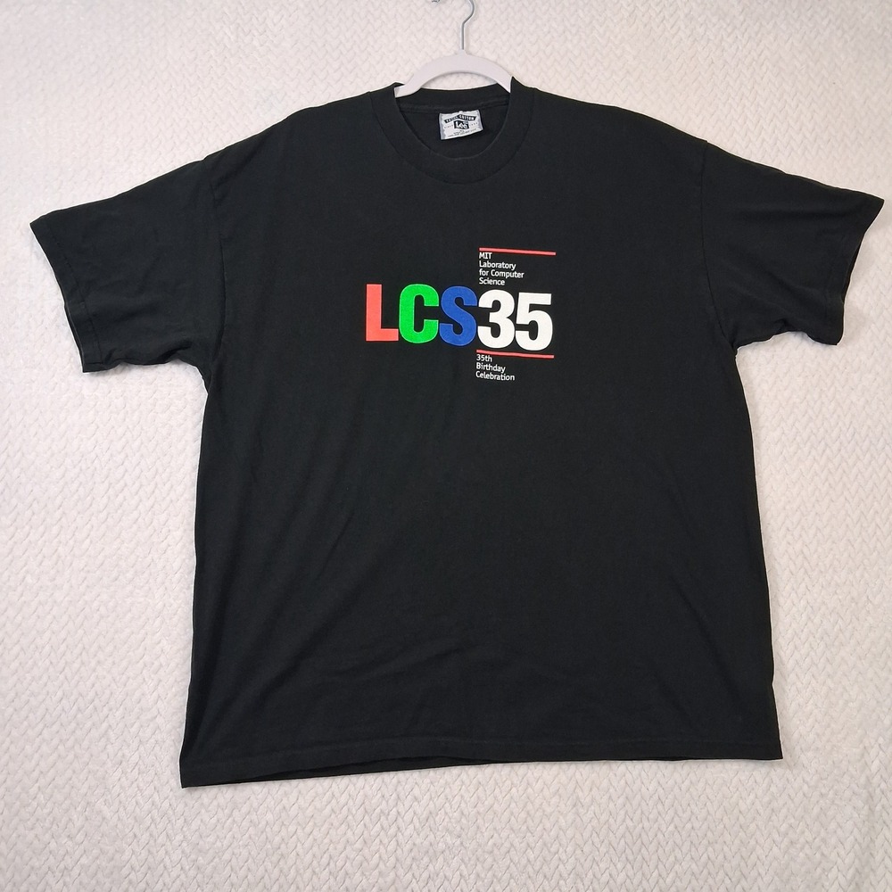 Vintage Lee MIT Laboratory for Computer Science 35 Years T-Shirt Mens XL Black.